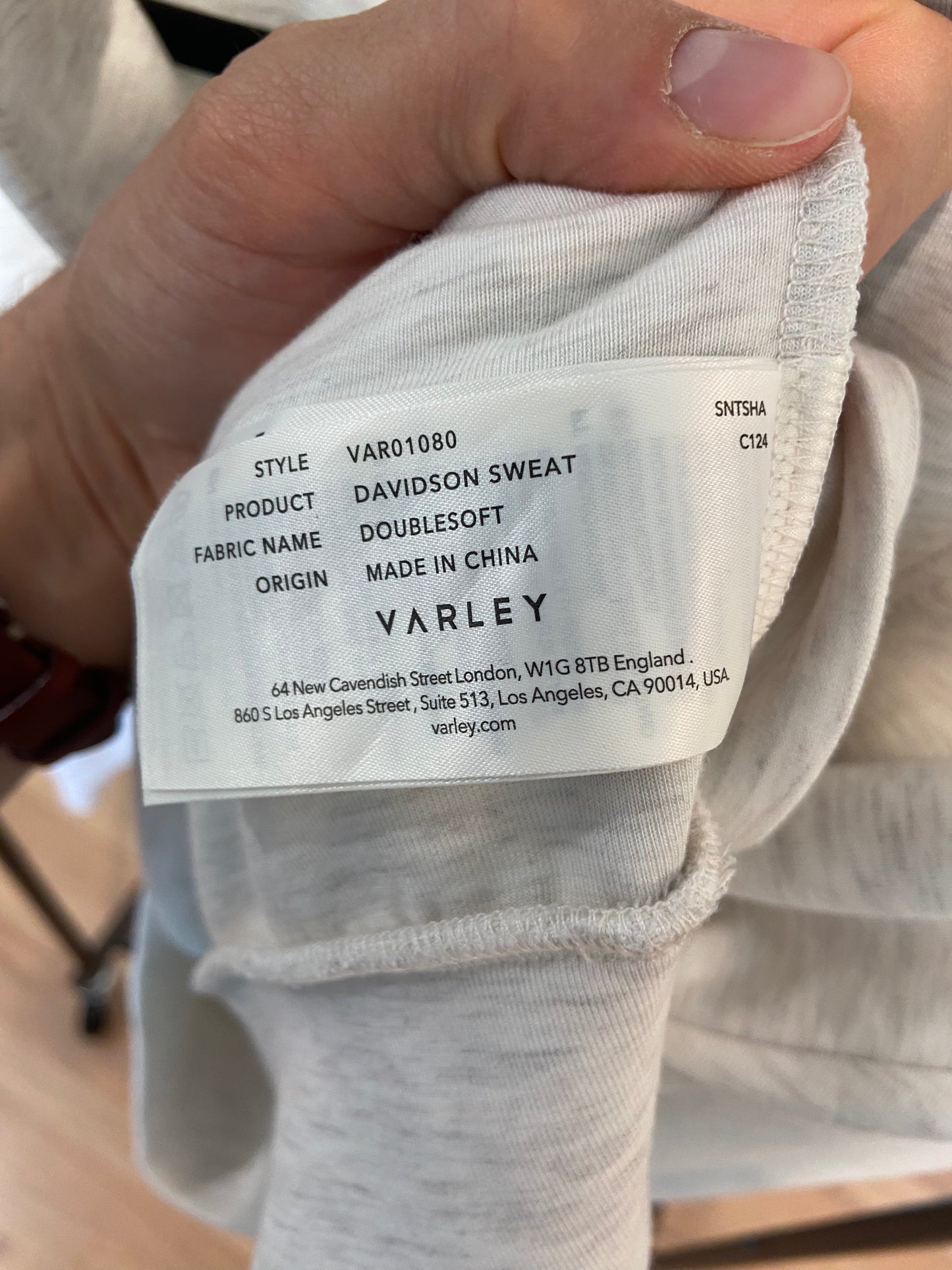 Varley The Davidson Sweat Half Zip Cardigan in Ivory Marl size S