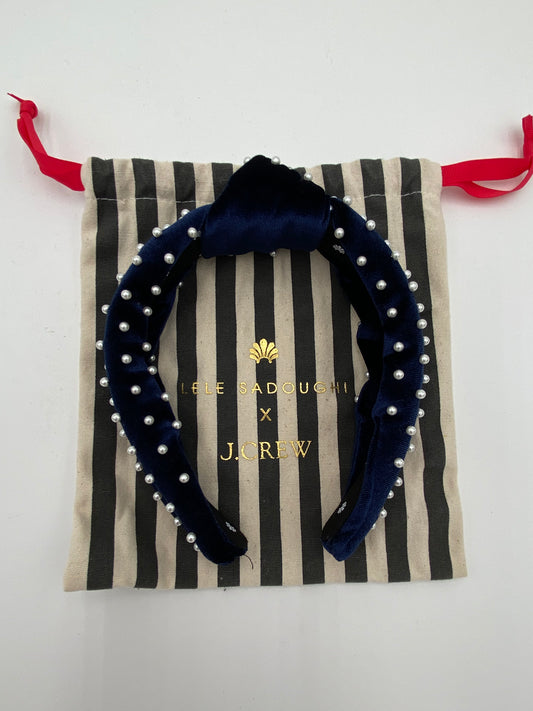 Lele Sadoughi x J. Crew Pearl Navy Blue Velvet Headband