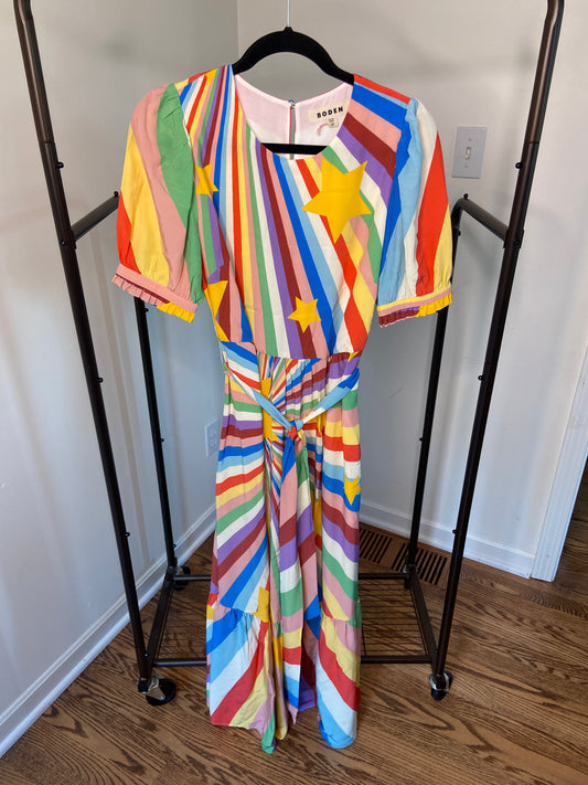 Boden Blouson Crew Neck Dress in Supernova size 6