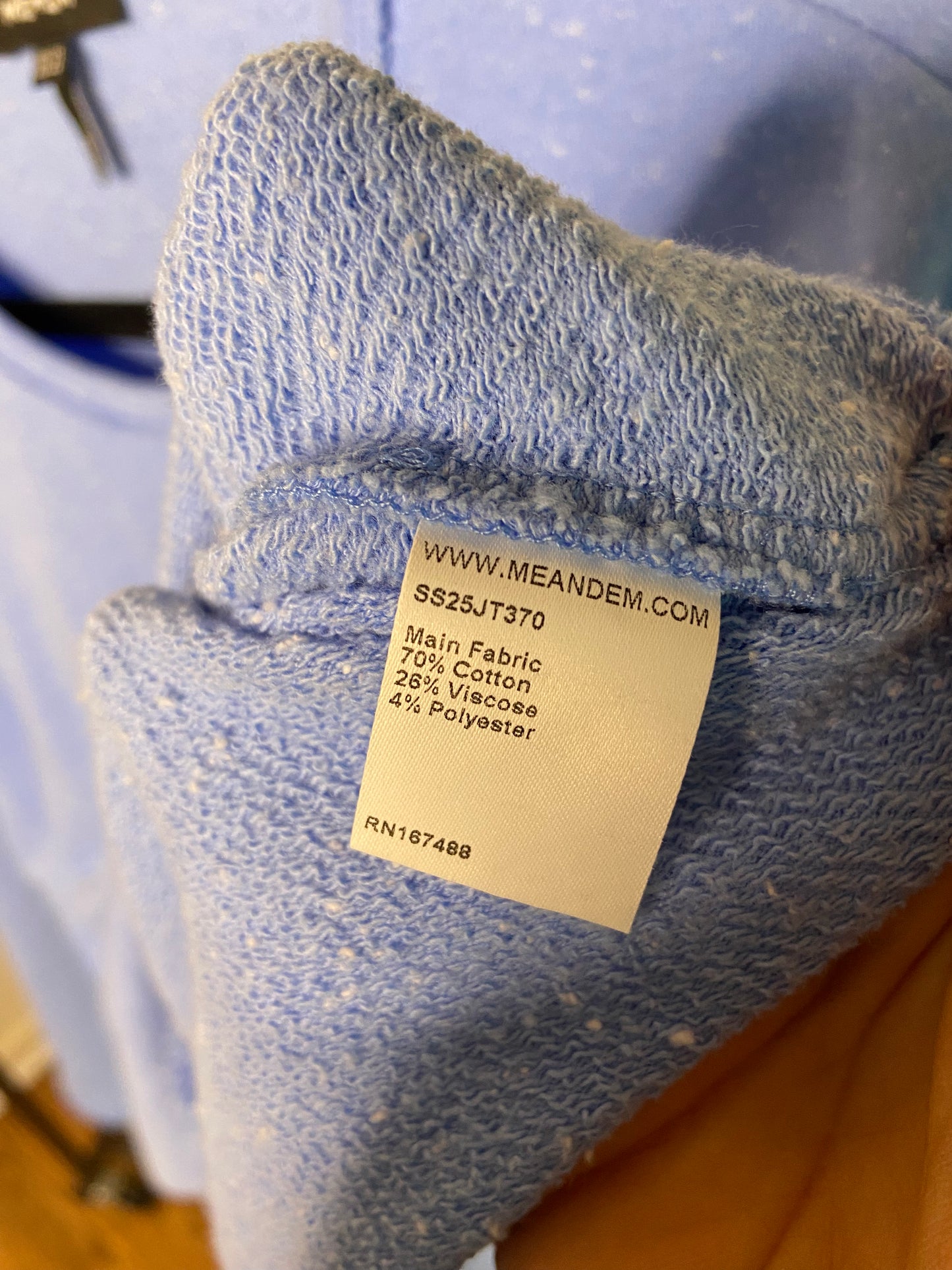Me + Em Lightweight Raw Edge Boxy Top In Vivid Blue size 12