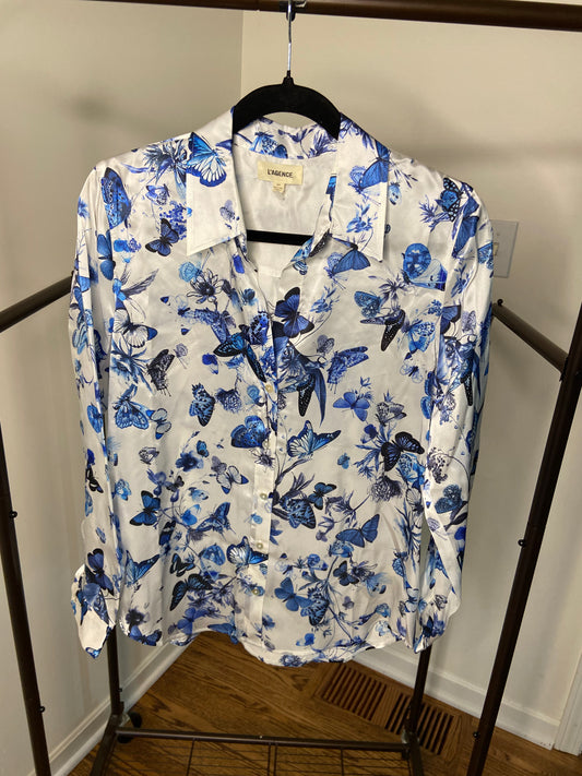 L'Agence Tyler Long Sleeve Blouse Butterflies size S
