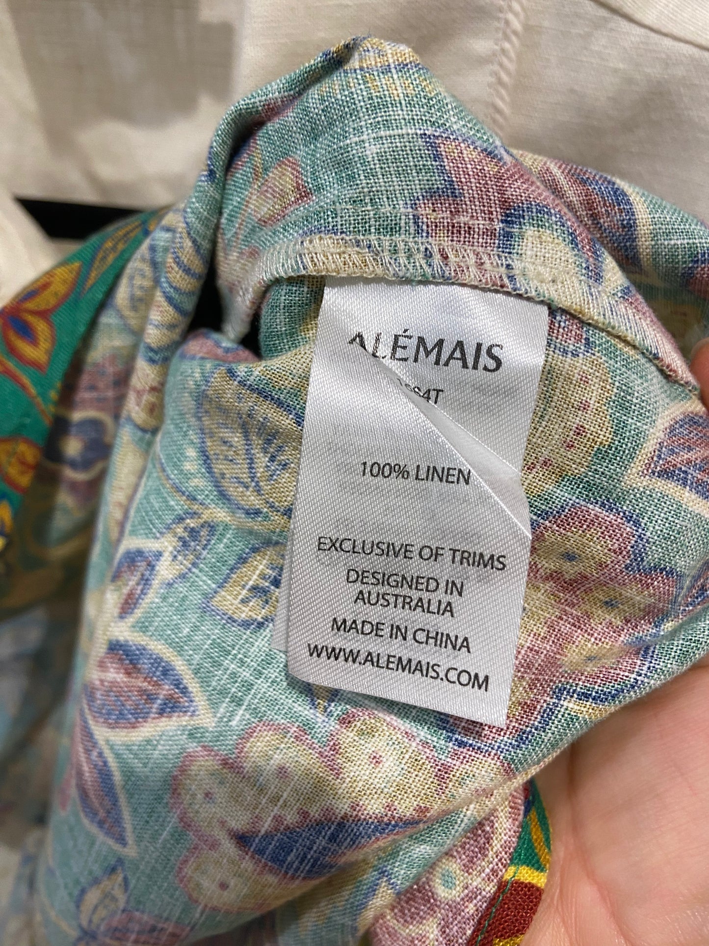 Alemais Isabella Paneled Floral-Print Linen Blouse size 8 US 4
