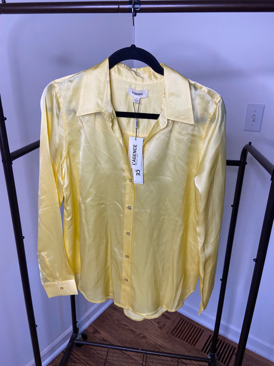 L'Agence Tyler Silk Blouse in Pale Yellow size S