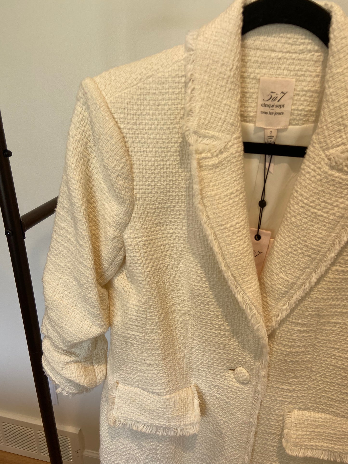 Cinq a Sept Khloe Cream Tweed Blazer size 2