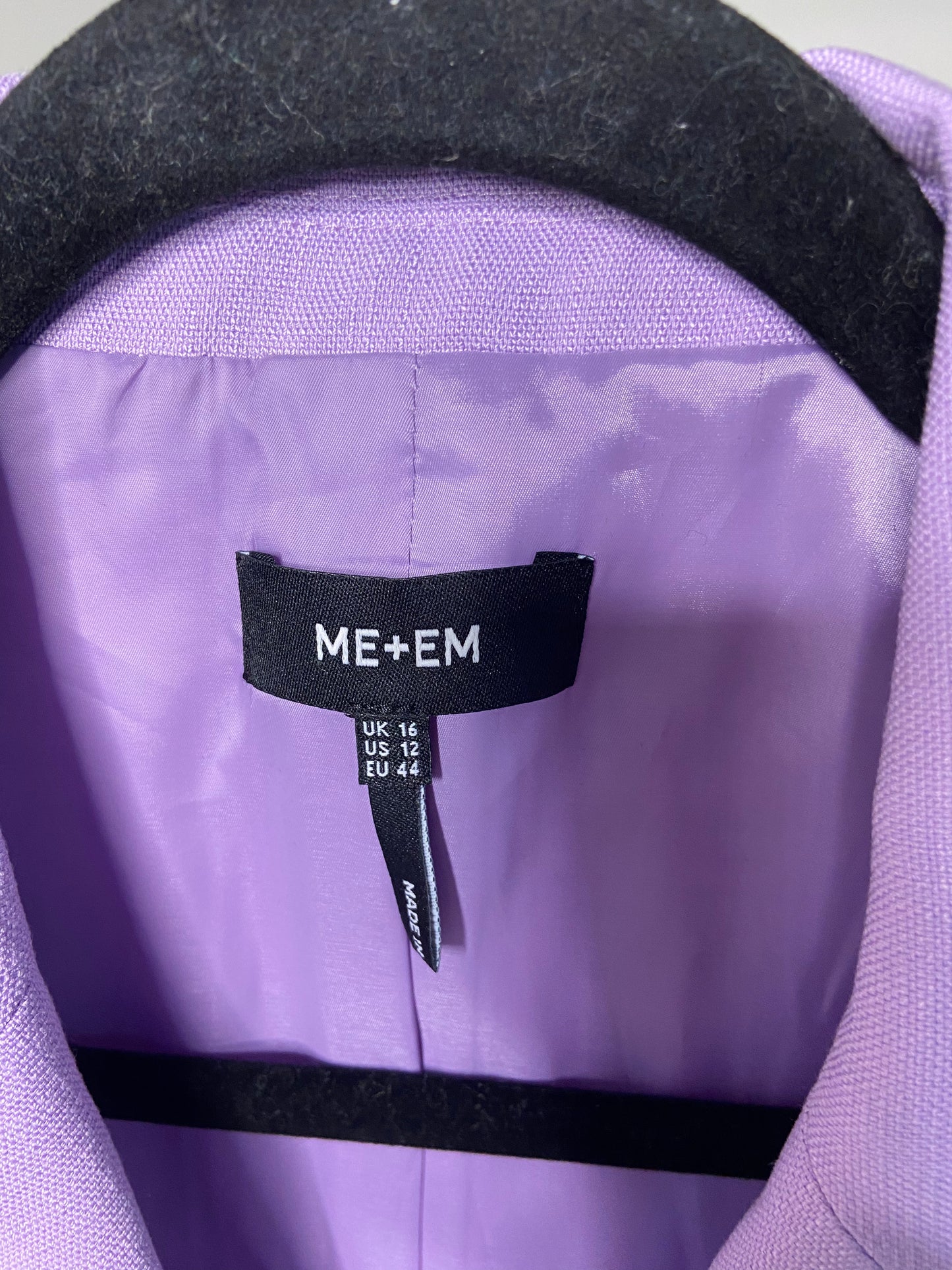 Me + Em Textured Short Fitted Contour Jacket Dusted Lilac size 12
