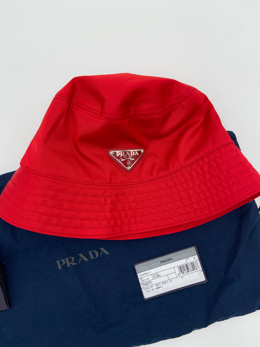 Prada Nylon Bucket Hat Red size S