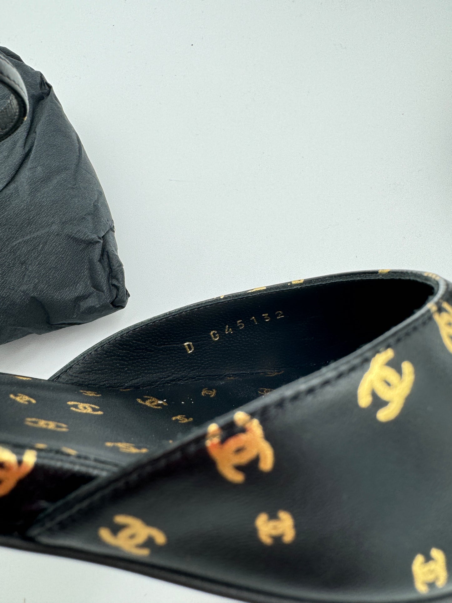 Chanel Printed Lambskin CC Slingback Flats size 40.5