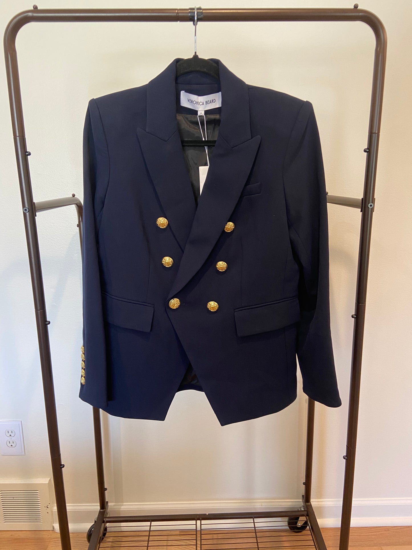 Veronica Beard Miller Dickey Jacket Navy with Gold Buttons size 10
