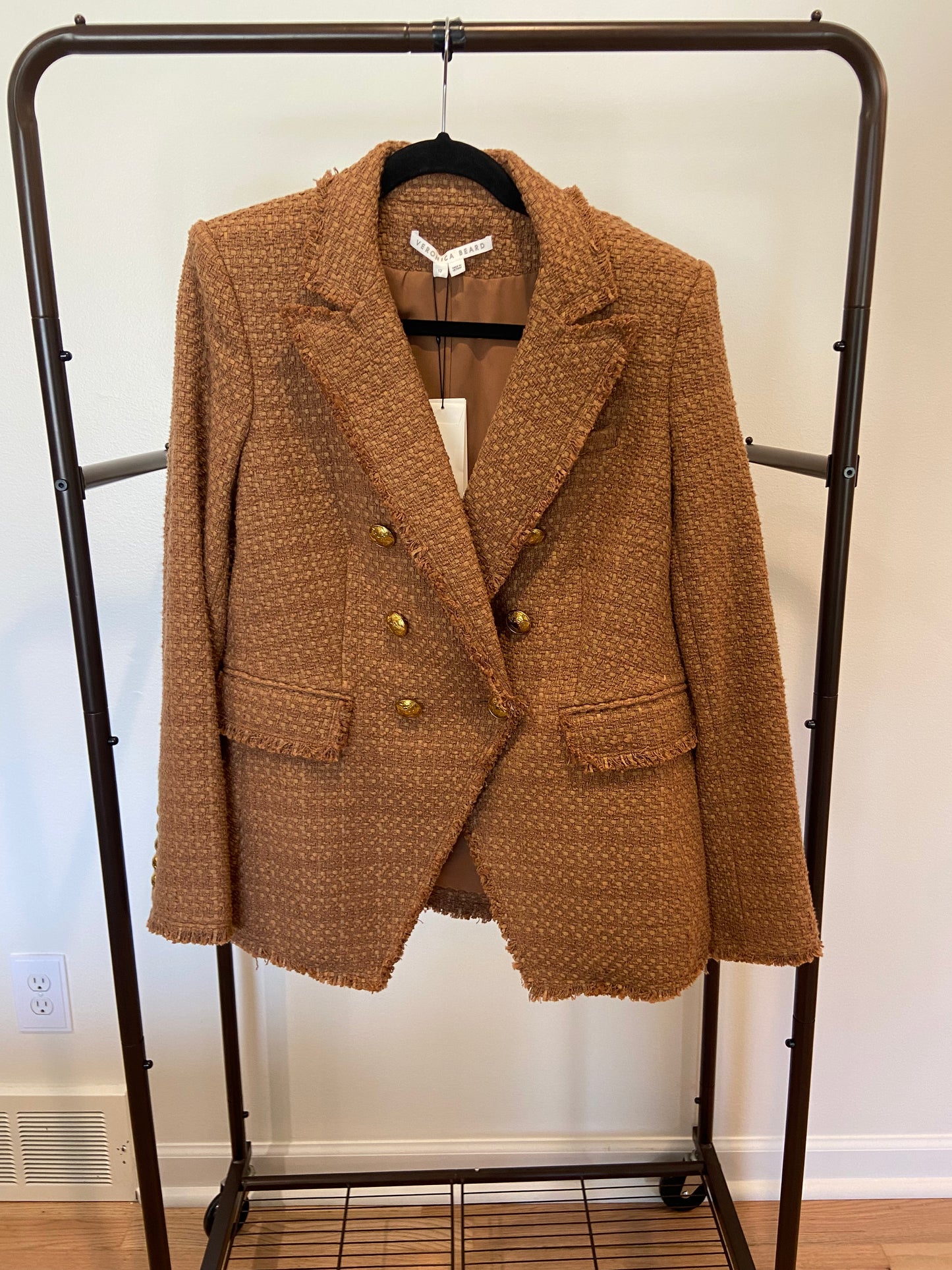 Veronica Beard Miller Dickey Double breasted Brown Tweed Blazer size 12