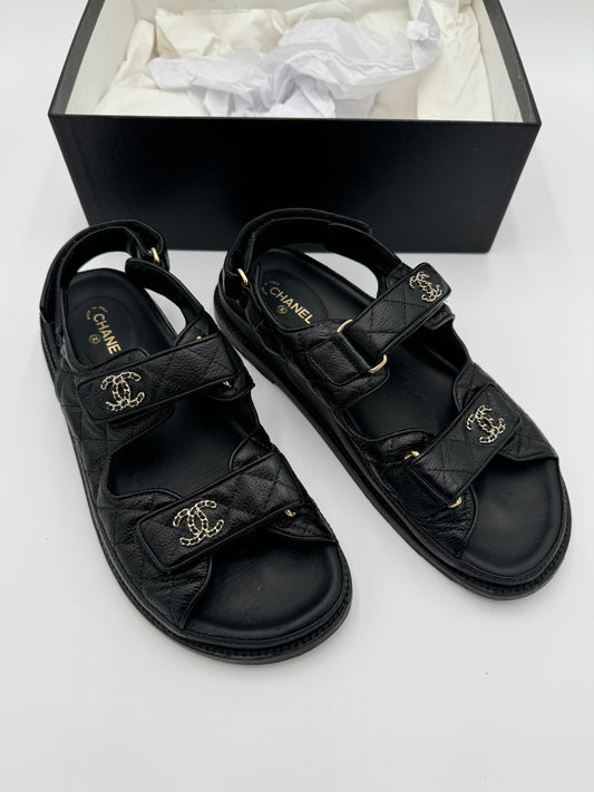 CHANEL Quilted Dad Sandals size 39.5