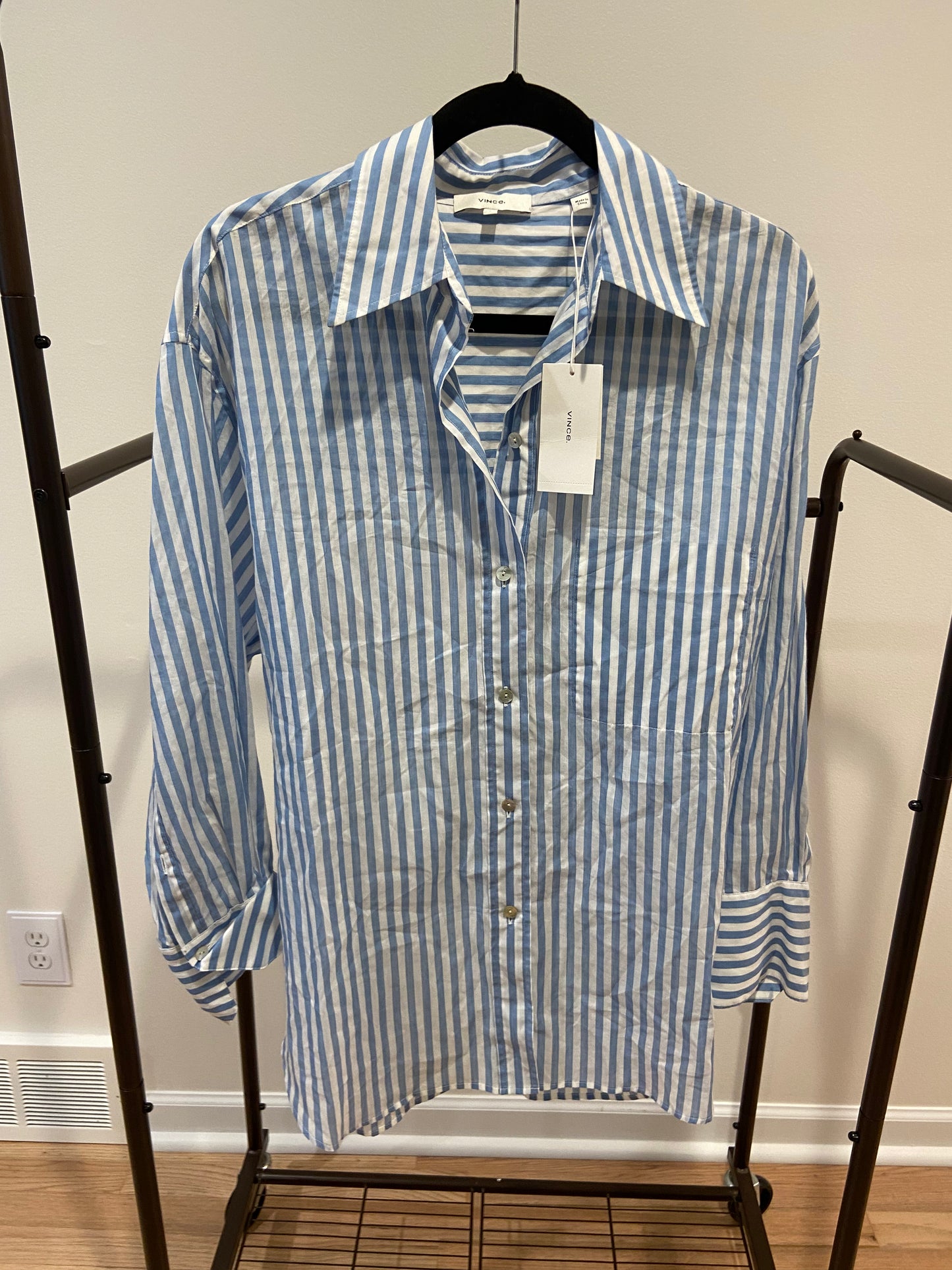 Vince Stripe Oversized Button Down Shirt size S