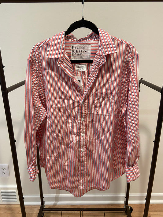 Frank & Eileen Eileen Button-Up Shirt Red Navy Multi Stripe size XL