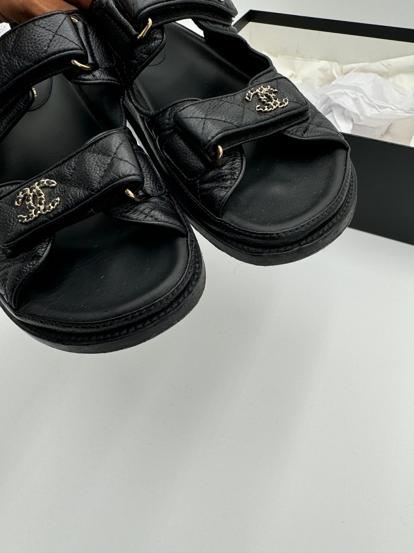 CHANEL Quilted Dad Sandals size 39.5