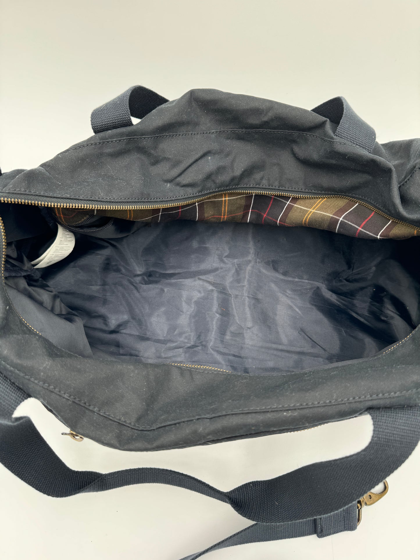 Barbour Waxed Navy Blue Holdall Duffle Bag