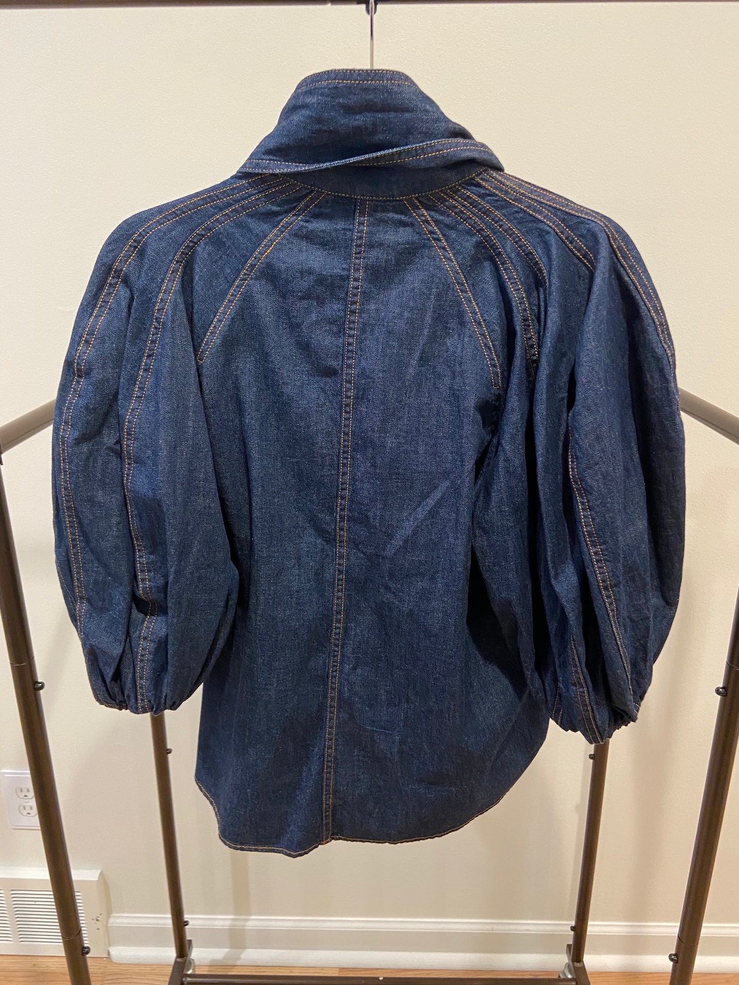 Zimmermann Gathered Denim Blouse size 2 US 8