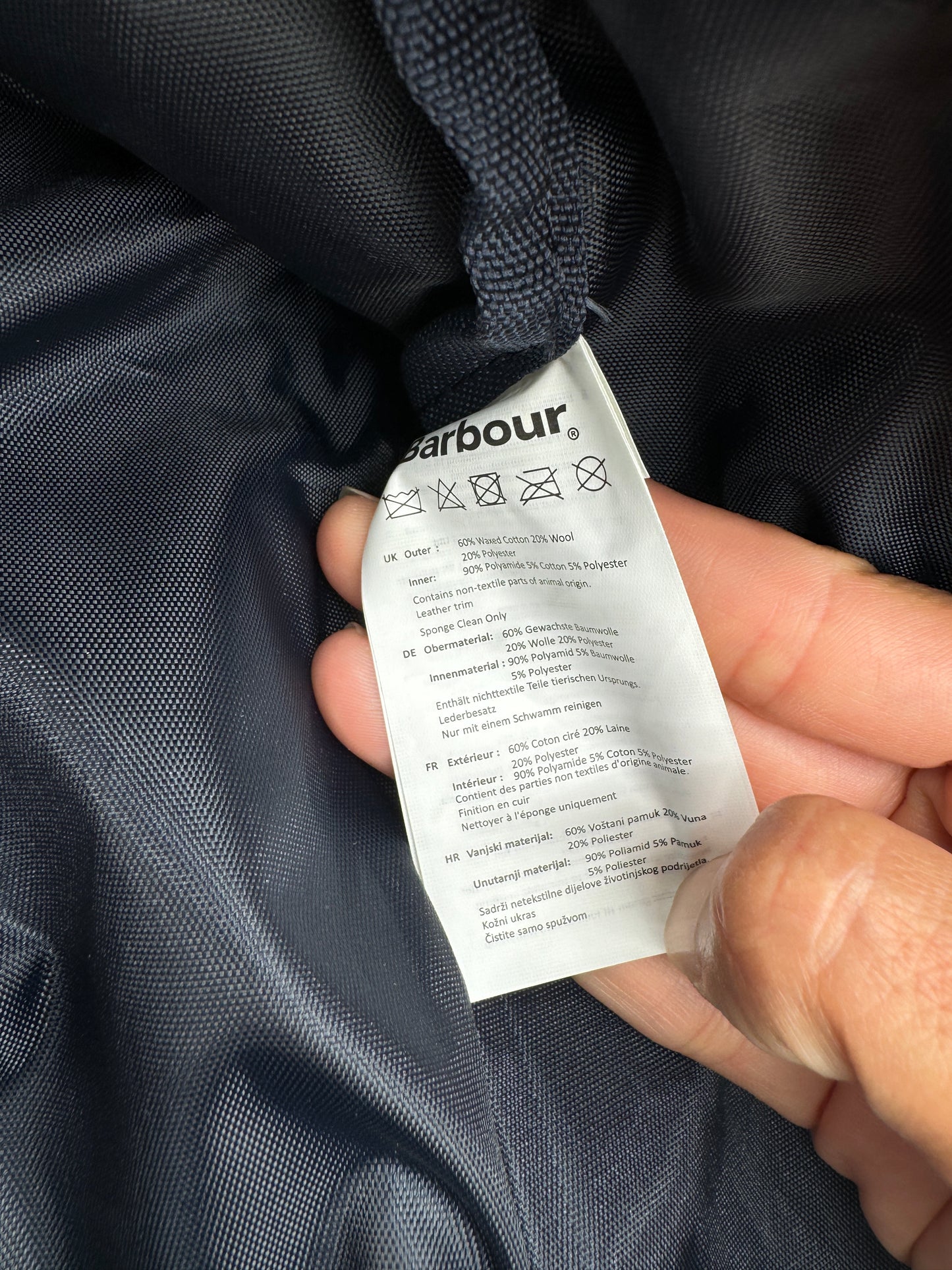 Barbour Waxed Navy Blue Holdall Duffle Bag