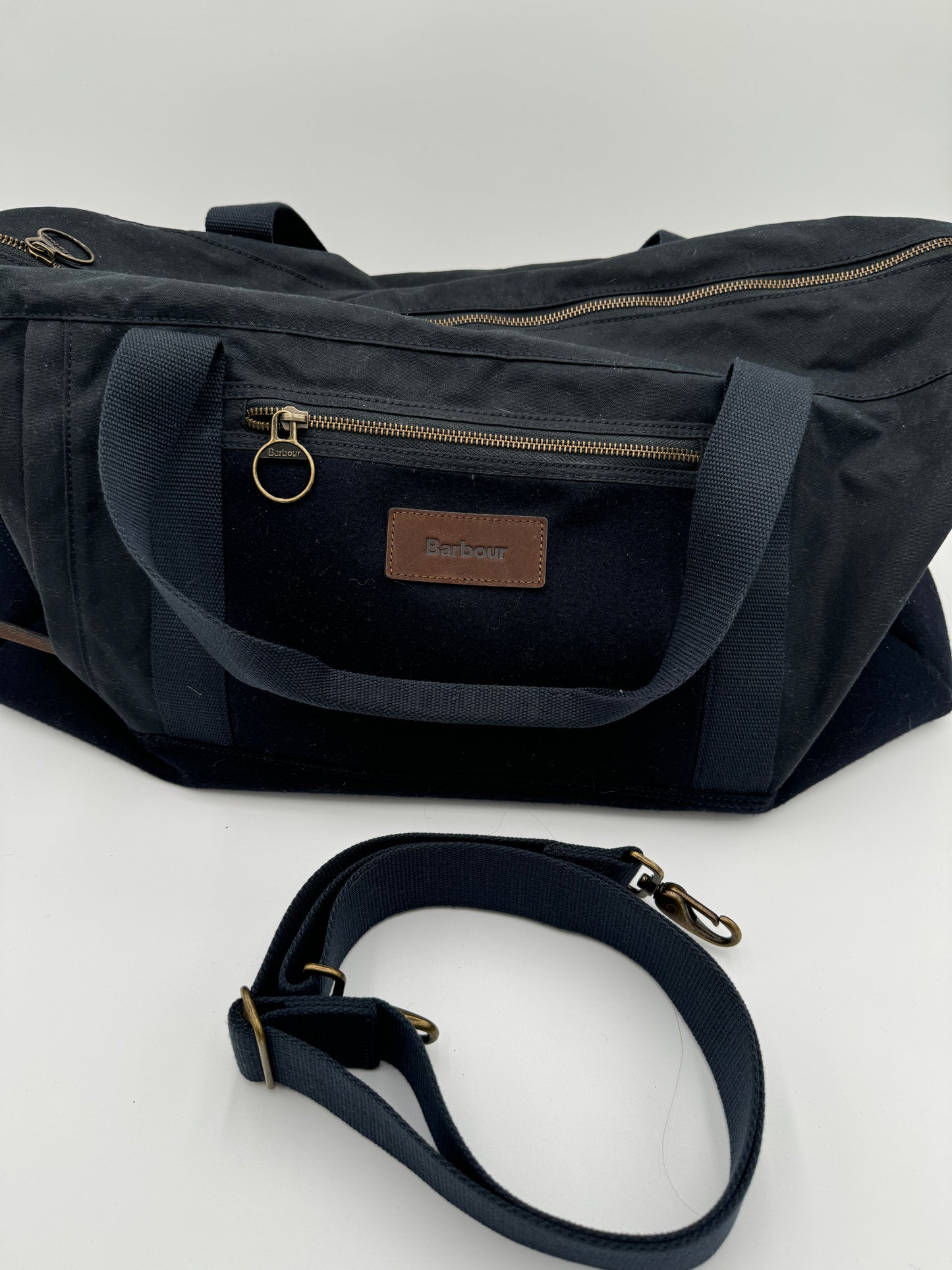 Barbour Waxed Navy Blue Holdall Duffle Bag
