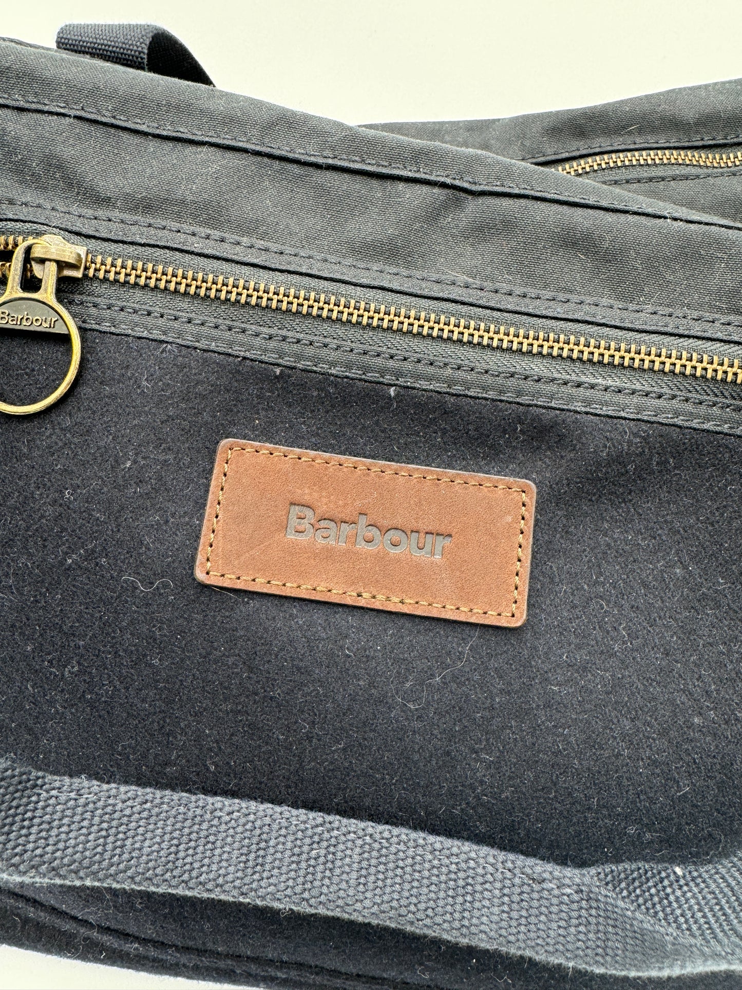 Barbour Waxed Navy Blue Holdall Duffle Bag