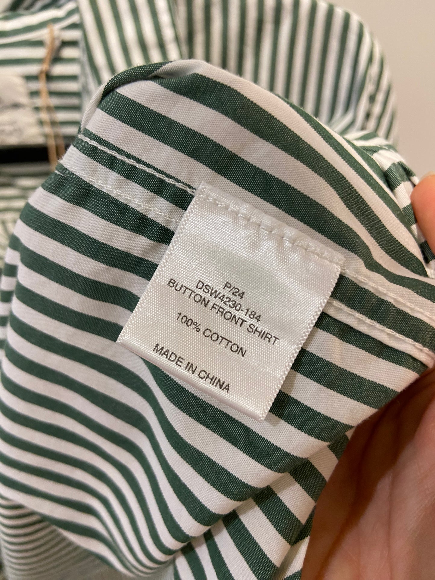 Denimist Button Front Shirt Green Stripe size XS