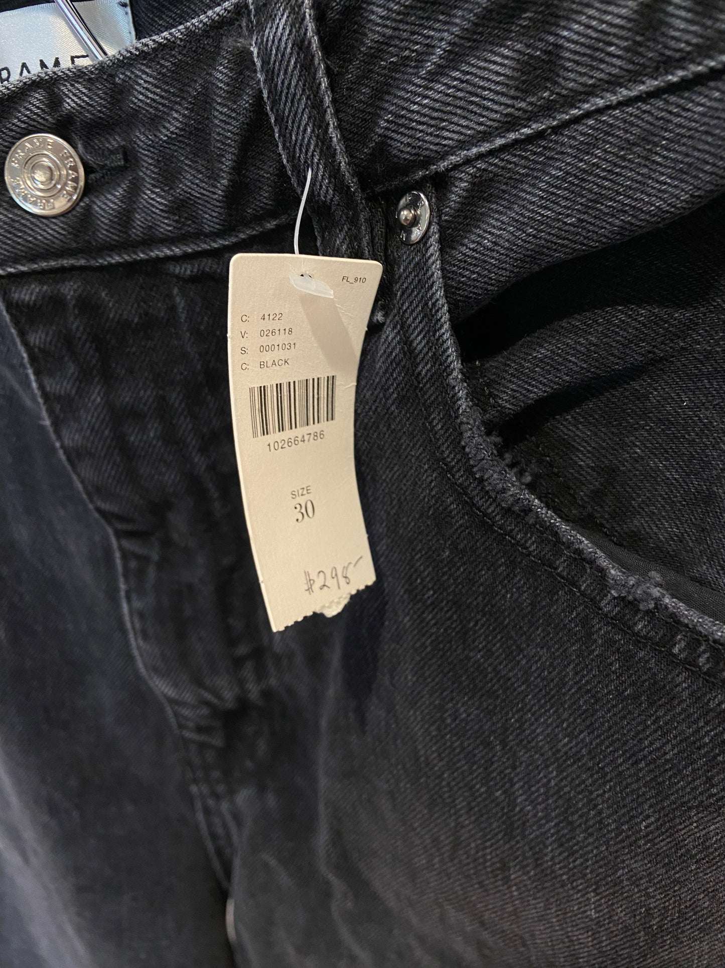 Frame The Bubble Cropped Frayed High Rise Barrel-Leg Jeans size 30