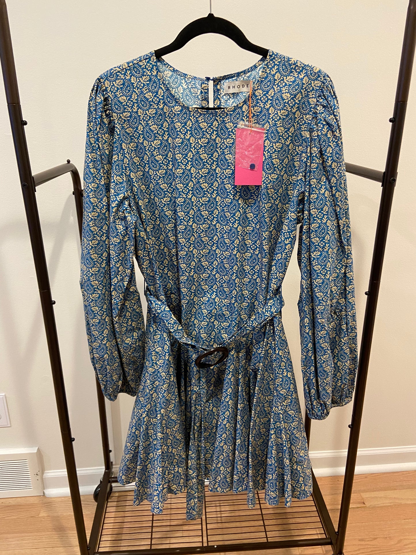 Rhode Jenny Mini Dress Blue Paisley size L
