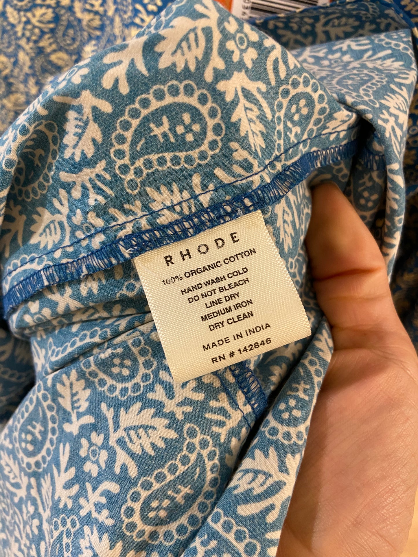 Rhode Jenny Mini Dress Blue Paisley size L