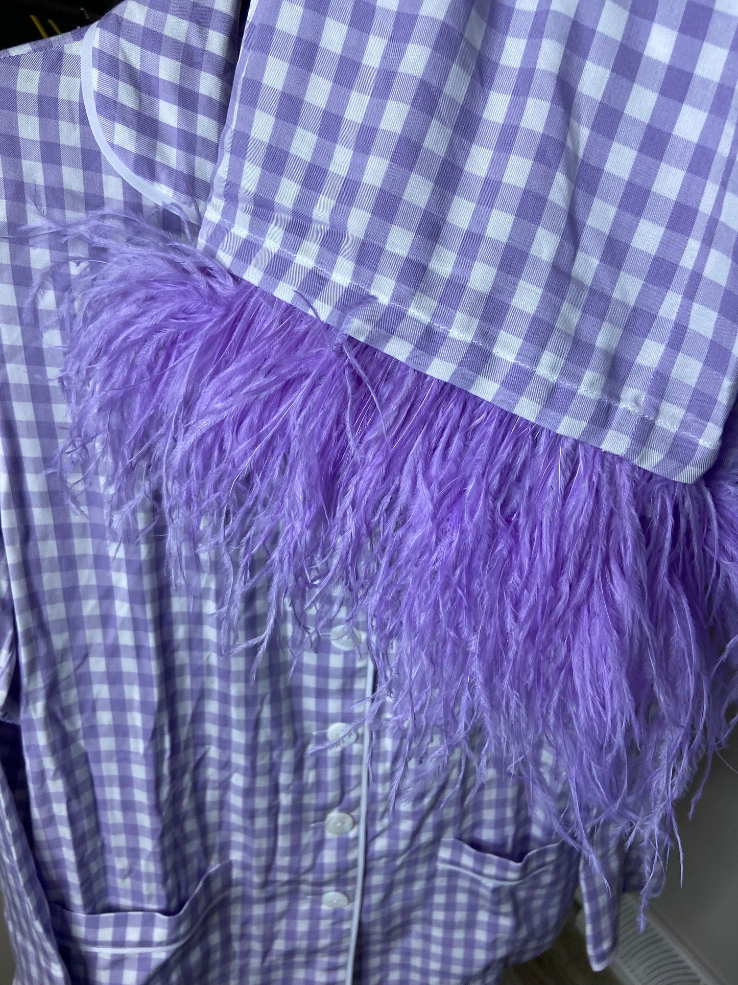 Sleeper Feather Gingham Purple Pajamas size XS