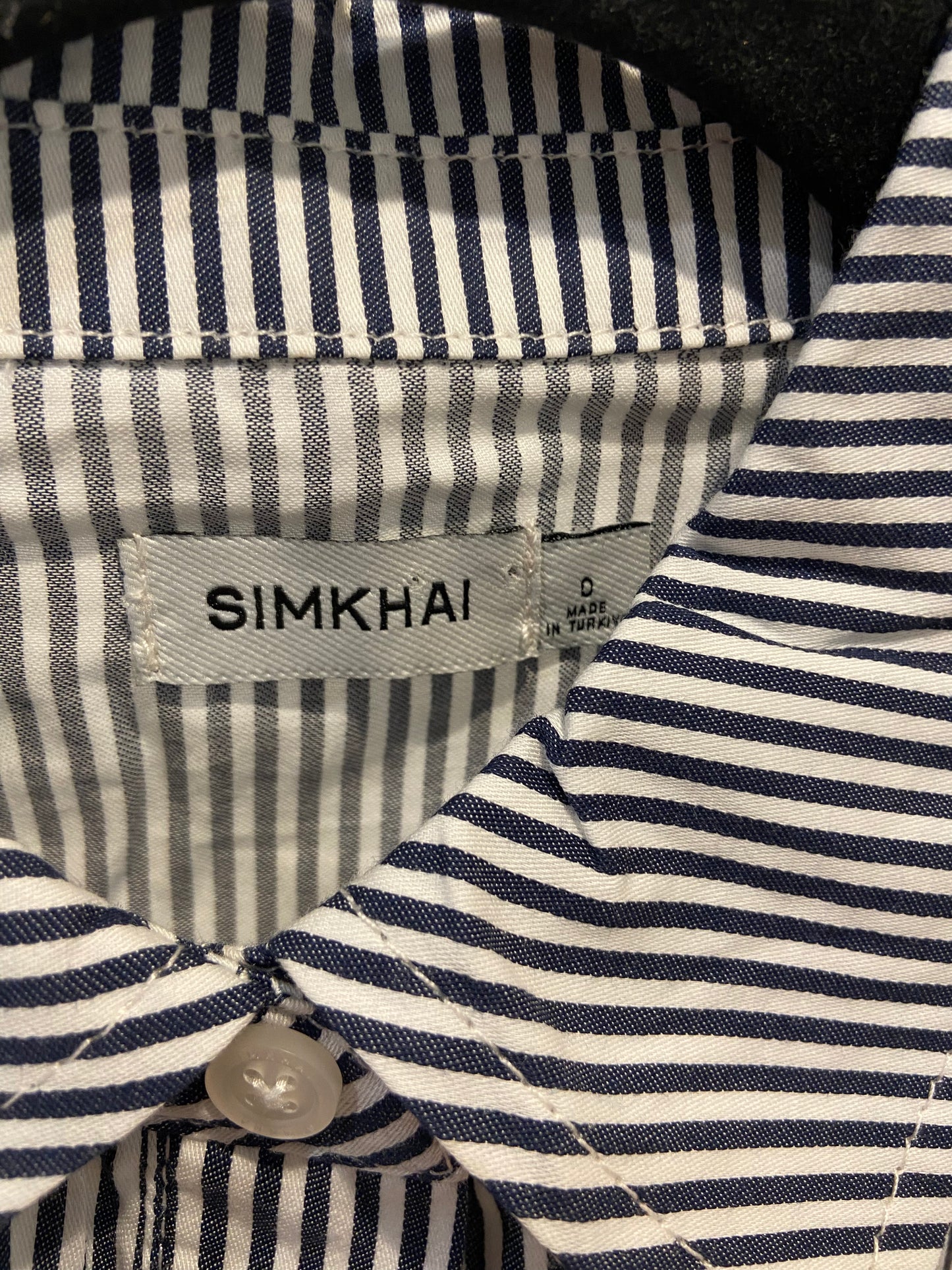 Simkhai Indigo Stripes Adams Shirt and Kori Double Waistband Jeans size 0/S