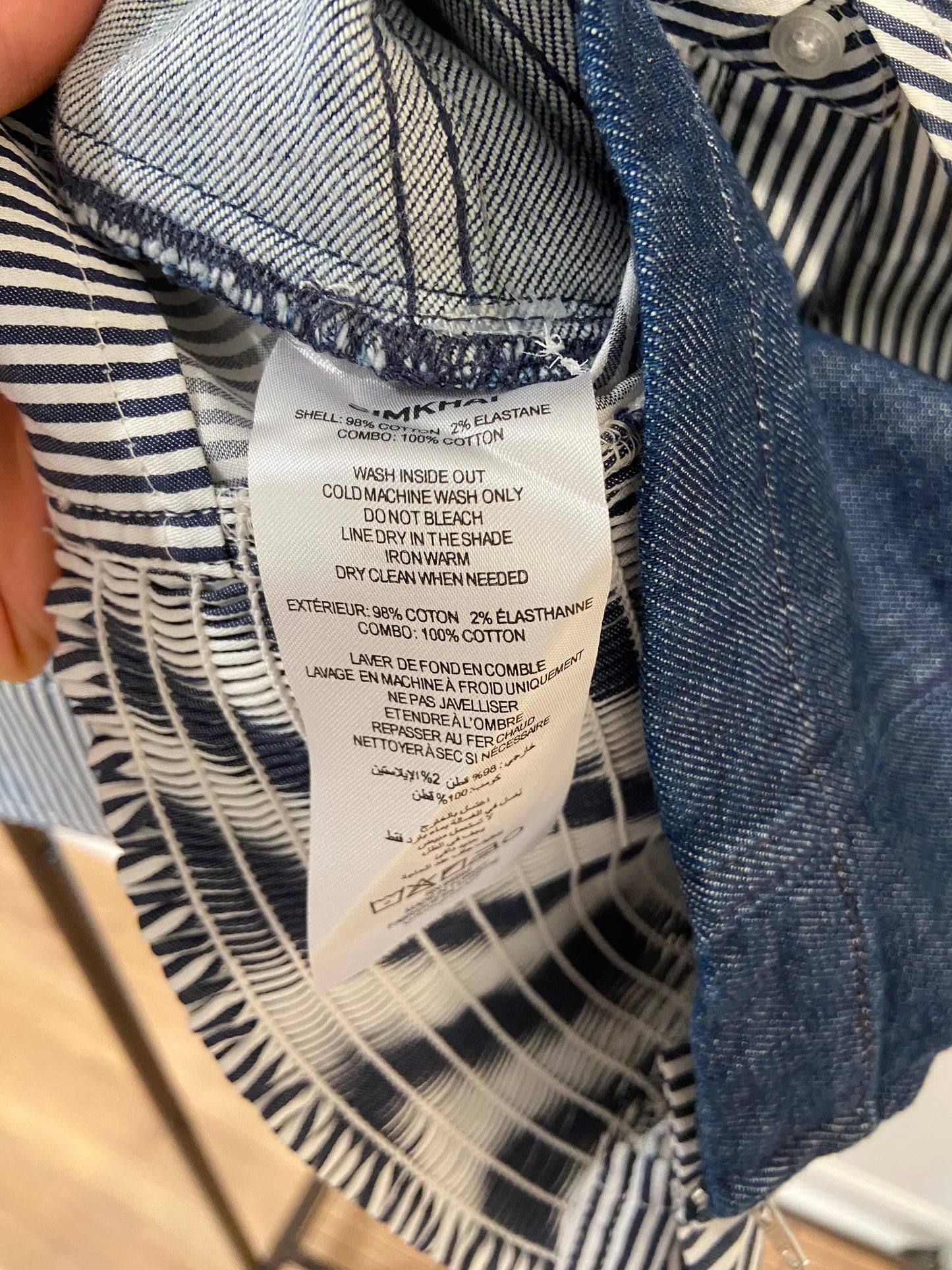 Simkhai Indigo Stripes Adams Shirt and Kori Double Waistband Jeans size 0/S