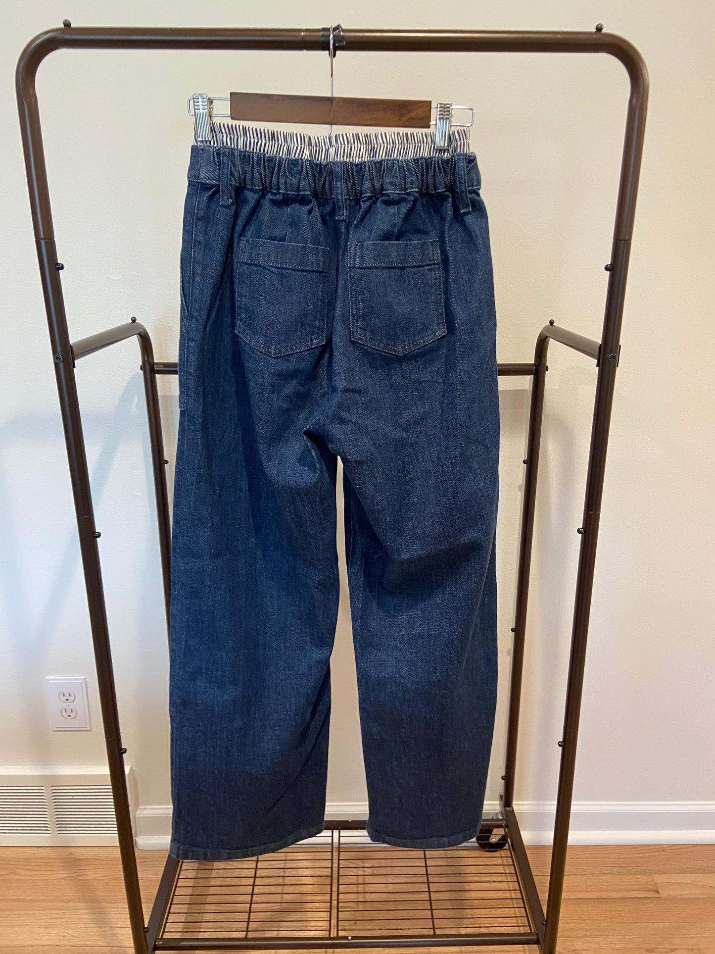 Simkhai Indigo Stripes Adams Shirt and Kori Double Waistband Jeans size 0/S