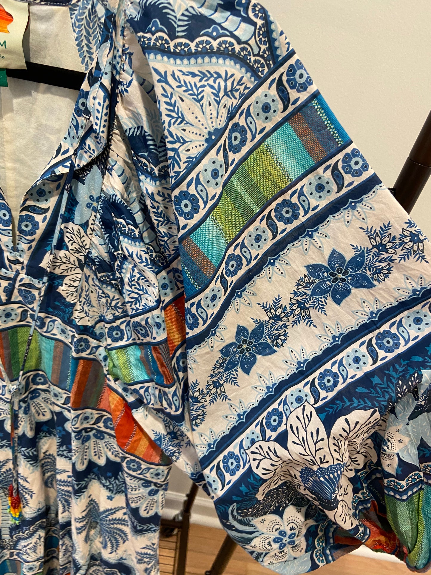 Farm Rio Blue Palms Midi Dress size S