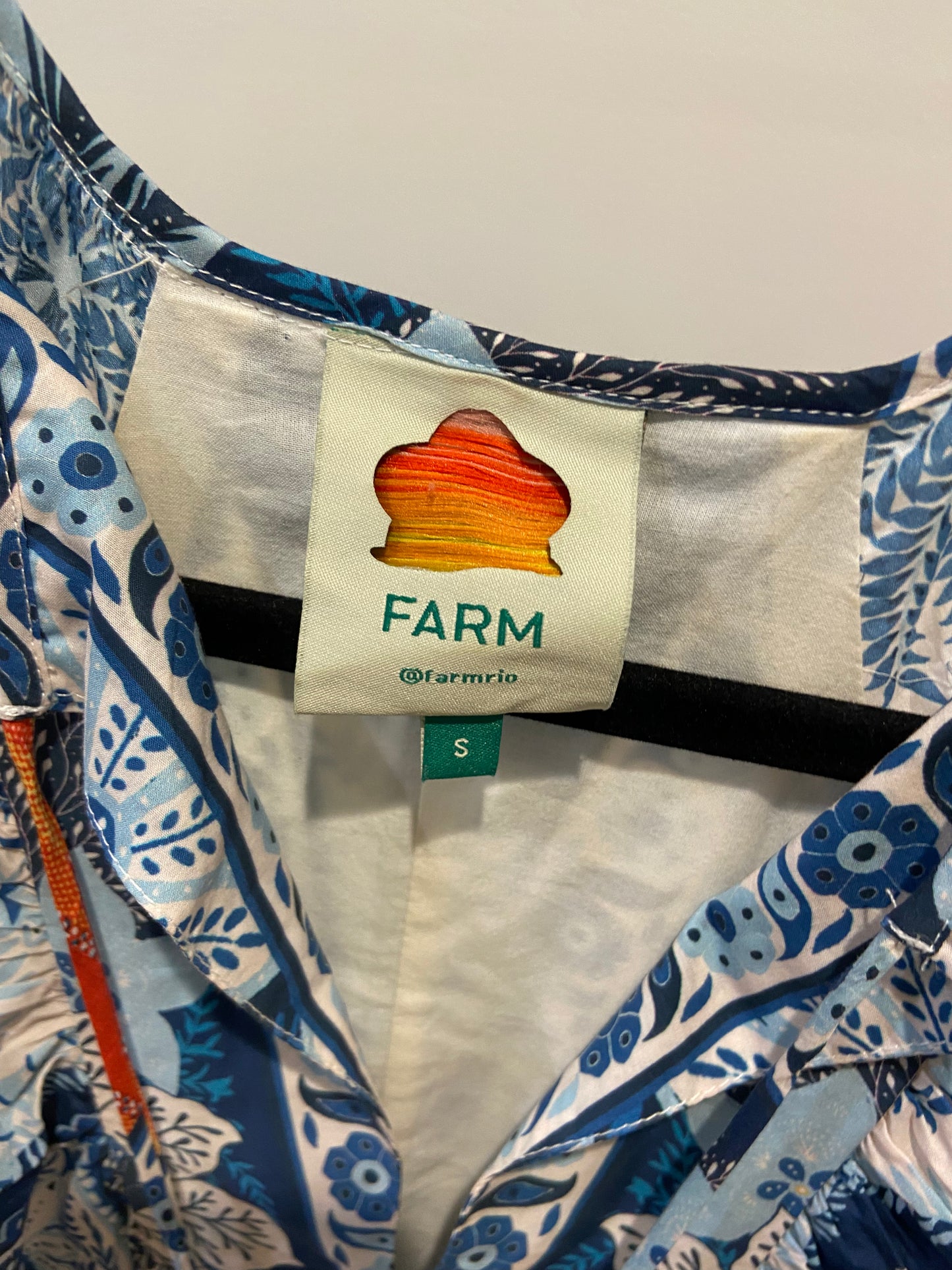 Farm Rio Blue Palms Midi Dress size S