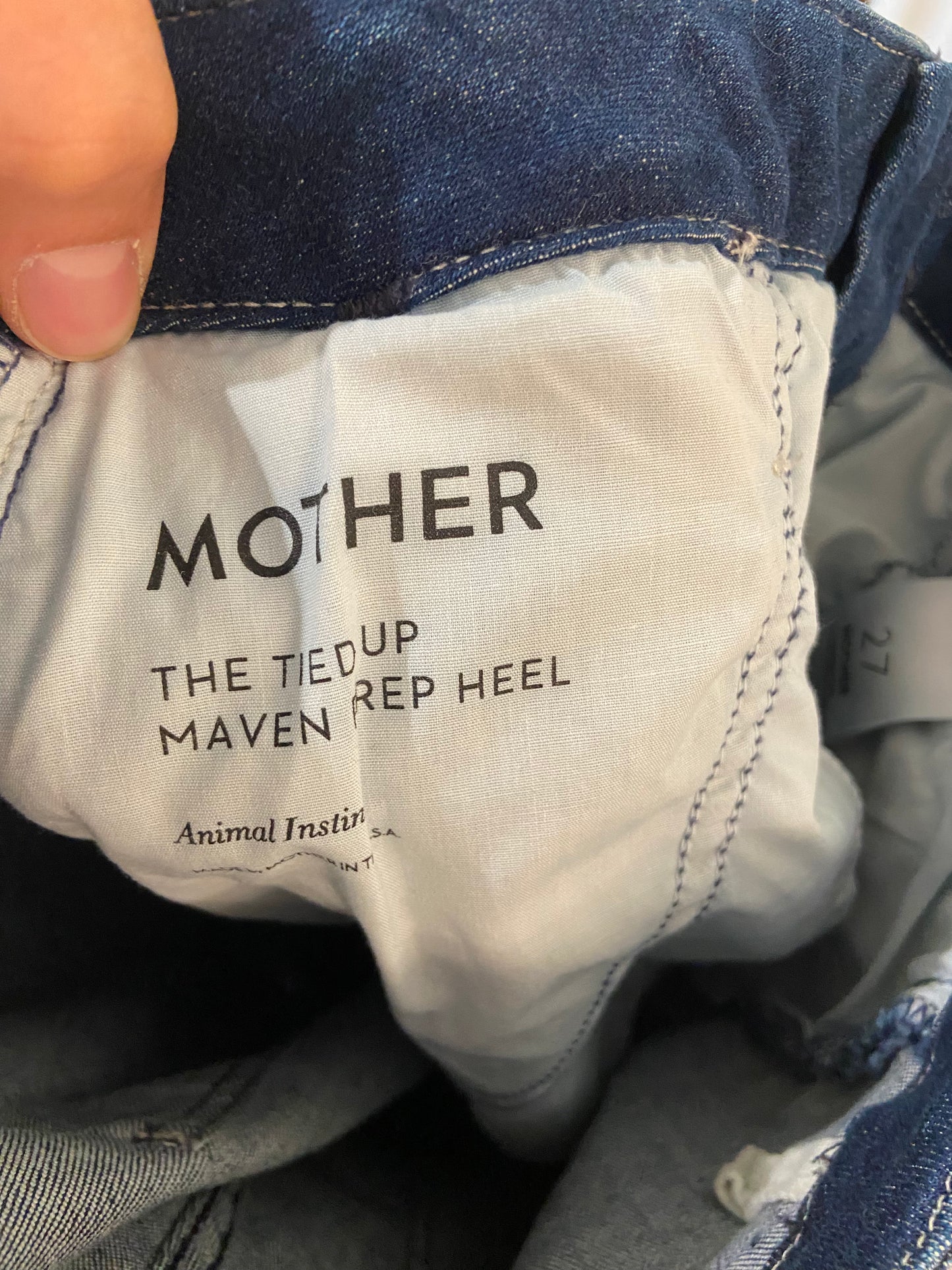 Mother The Tied Up Maven Prep Heel Jeans in Animal Instinct Wash size 27