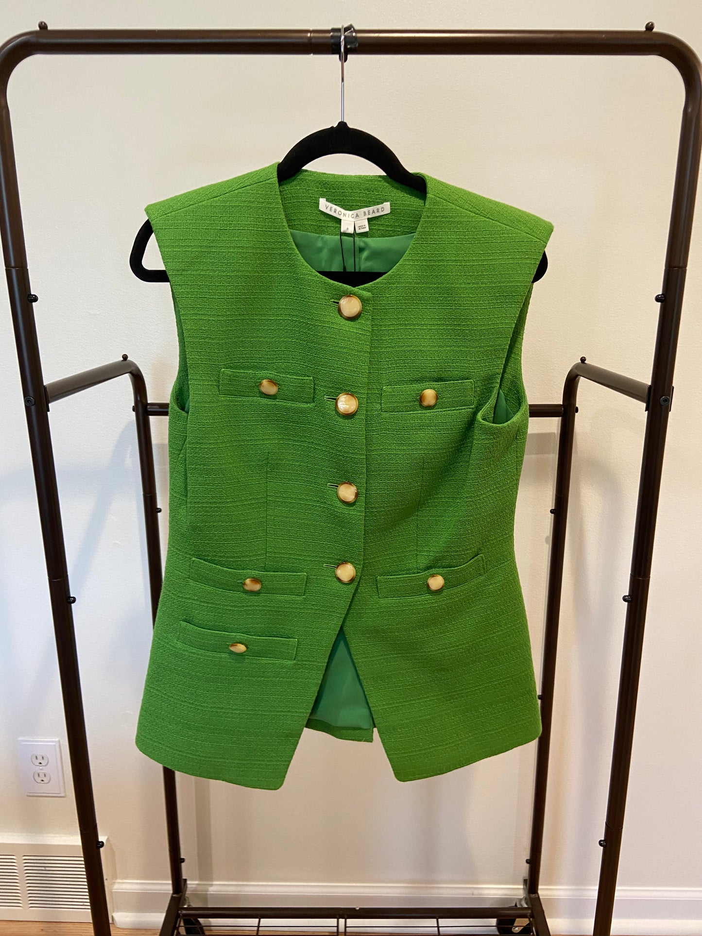 Veronica Beard Tamara Vest in Cactus Green size 8