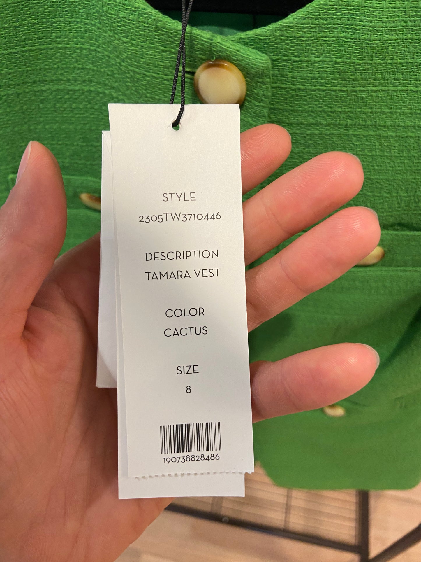 Veronica Beard Tamara Vest in Cactus Green size 8