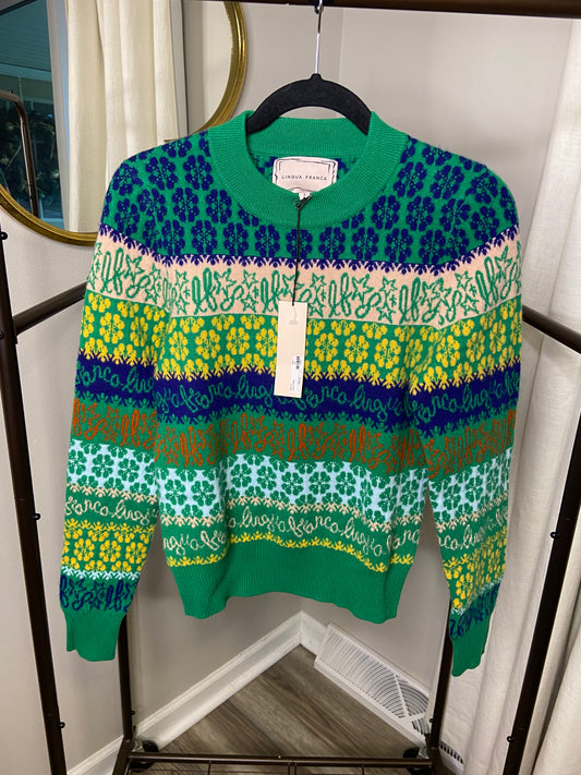 Lingua Franca Jacquard Pullover Sweater size S