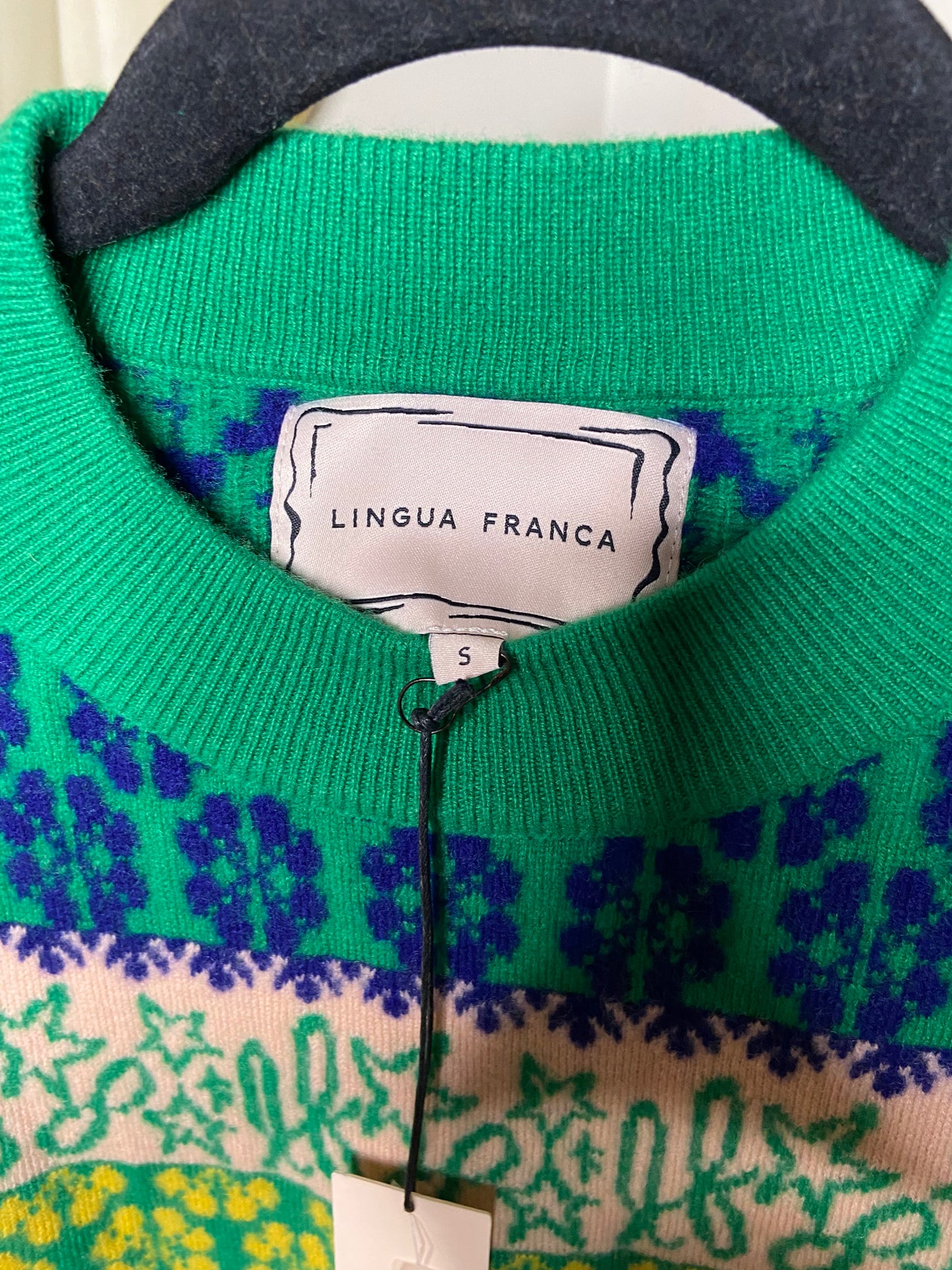 Lingua Franca Jacquard Pullover Sweater size S