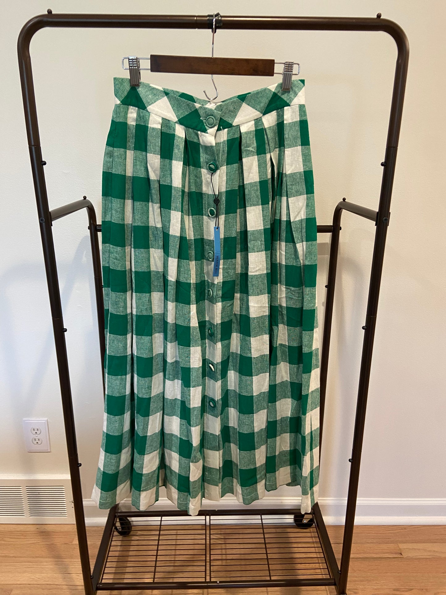 Hunter Bell Eva Skirt in Green Gingham size 8
