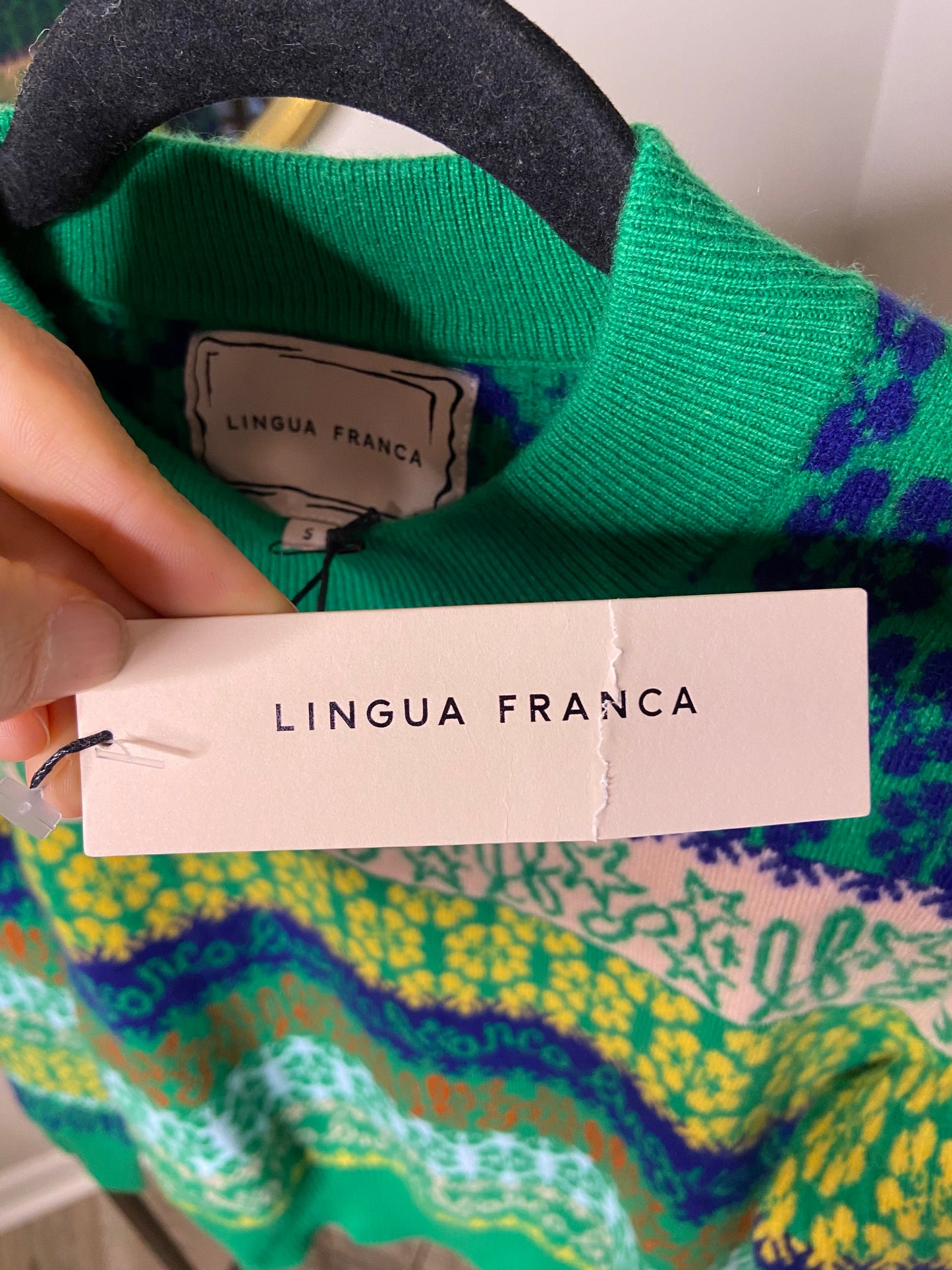 Lingua Franca Jacquard Pullover Sweater size S
