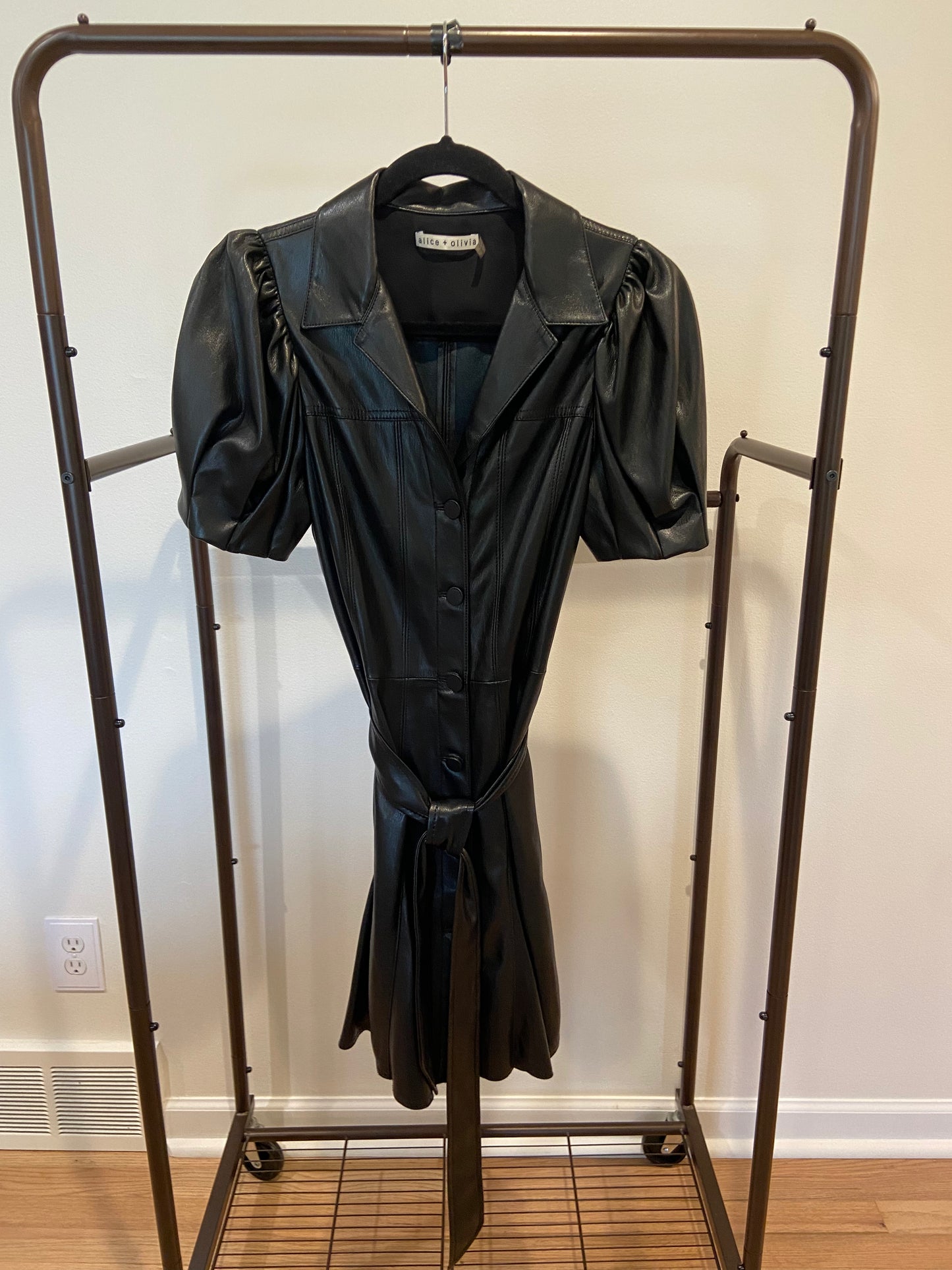 Alice and Olivia Ofra Vegan Leather Mini Dress size 4