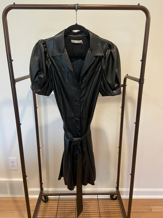 Alice and Olivia Ofra Vegan Leather Mini Dress size 4