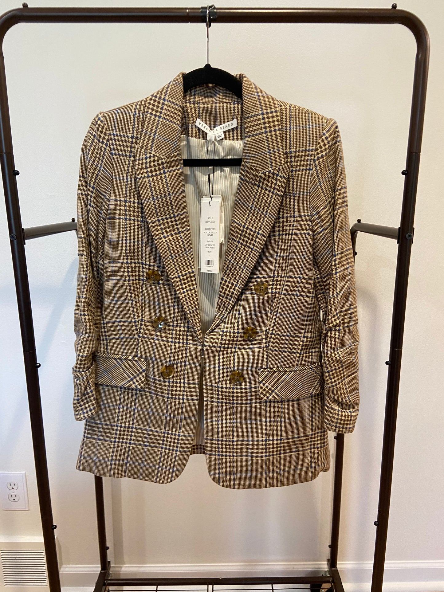 Veronica Beard Beacon Dickey Jacket in Camel/Steel Blue size 2