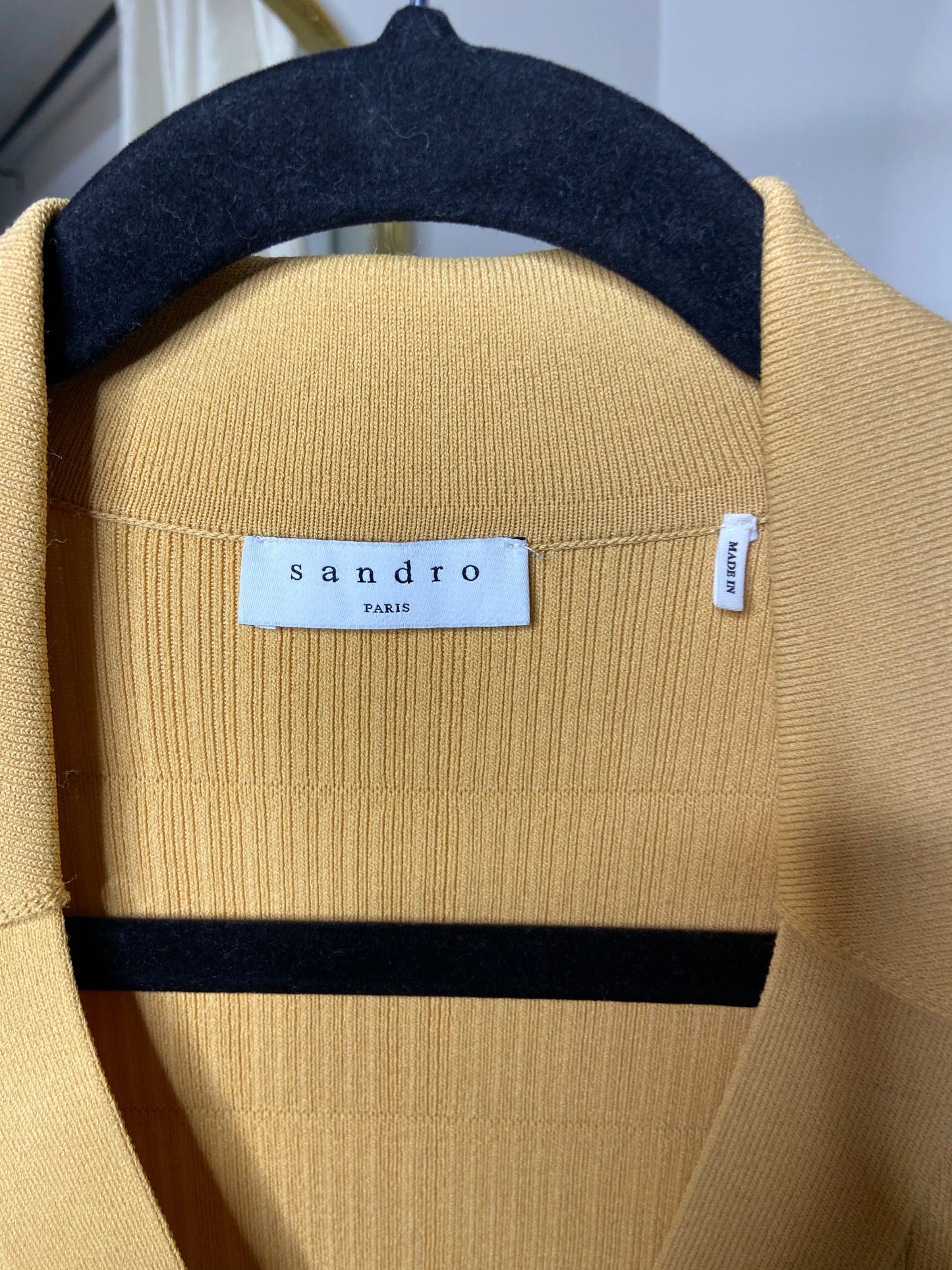Sandro Camel Suzie Ribbed Knit Cardigan size L