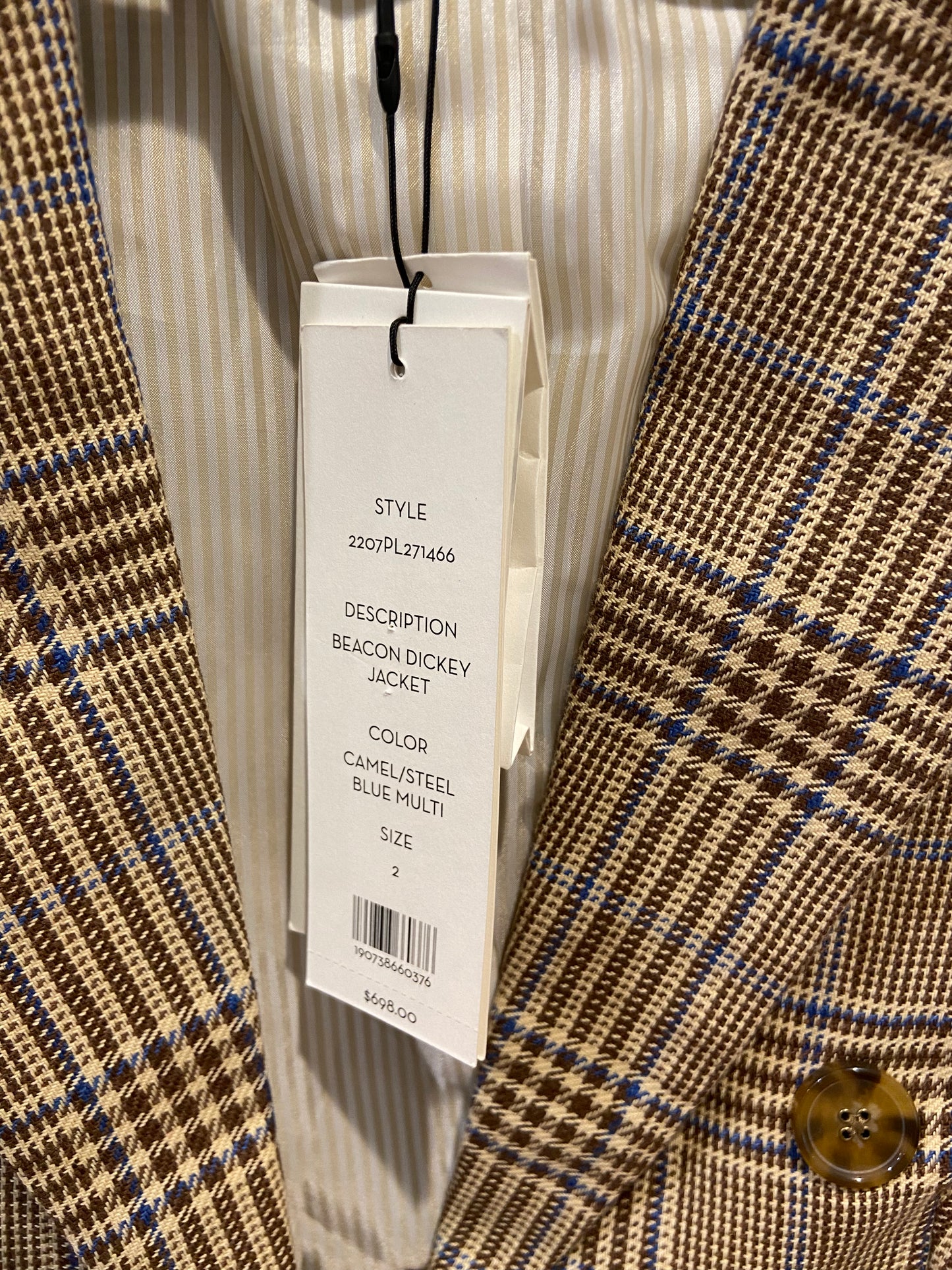 Veronica Beard Beacon Dickey Jacket in Camel/Steel Blue size 2