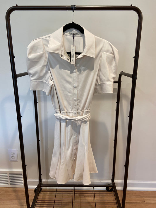 Alice and Olivia Off White Vegan Leather Lurlene Mini Dress size 10