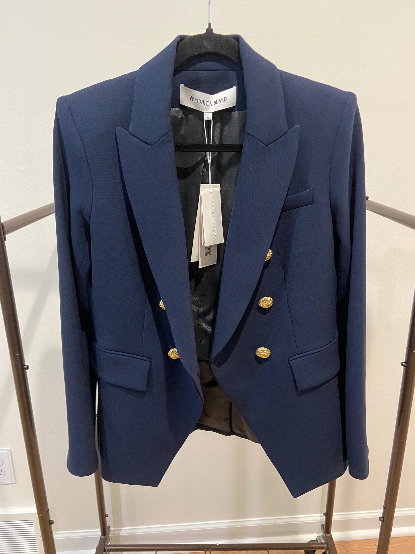 Veronica Beard Miller Dickey Jacket Navy with Gold Buttons size 8