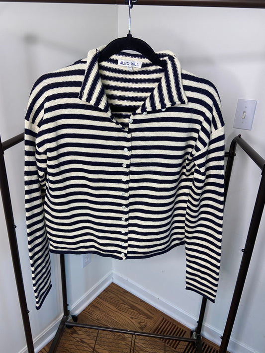 Alex Mill Taylor Striped Cardigan In Cotton Cashmere size XS