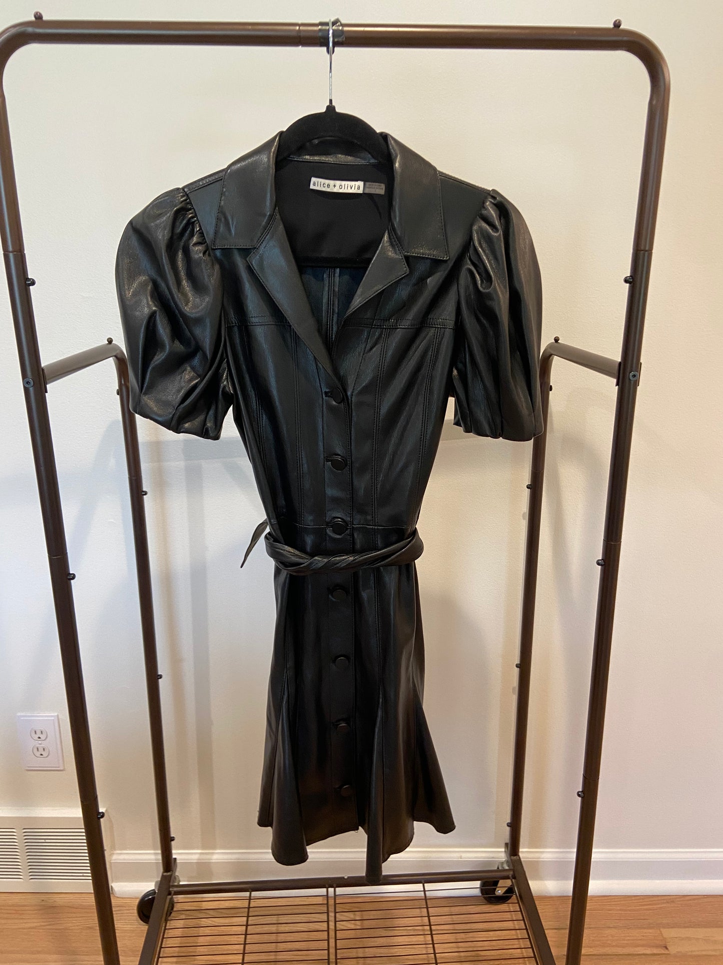 Alice and Olivia Ofra Vegan Leather Mini Dress size 2