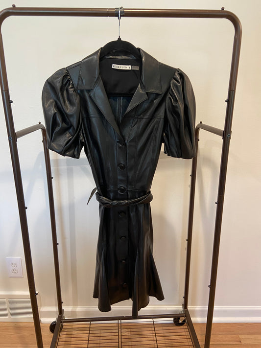 Alice and Olivia Ofra Vegan Leather Mini Dress size 2