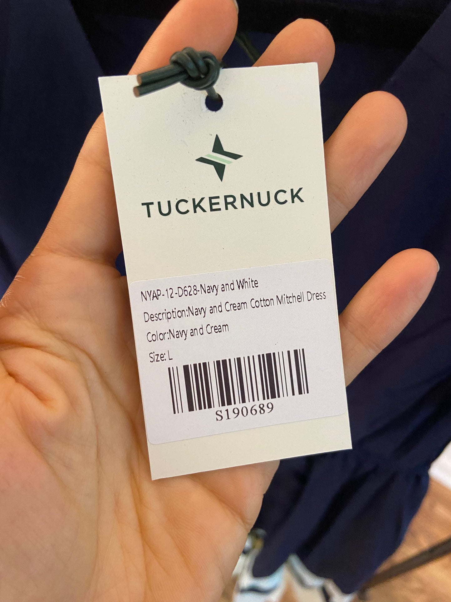 Tuckernuck Mitchell Cream and Navy Dress size L